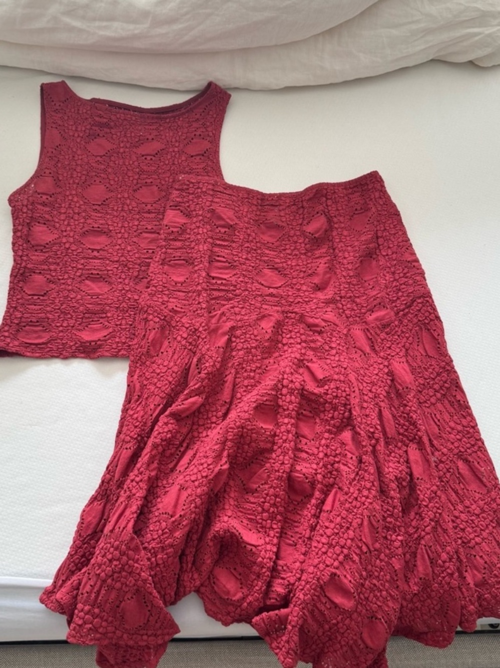 With Jean Red Maeve Crochet Knit Tank & Skirt Set - Picture 3 of 6